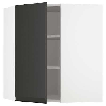 Угловой навесной шкаф с полками, белый, Upplöv матовый антрацит, 68x80 см IKEA METOD МЕТОД 094.937.76