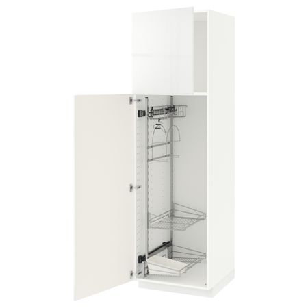 Высокий шкаф с отделением для аксессуаров для уборки, 60x60x200 cm IKEA METOD МЕТОД 794.573.79