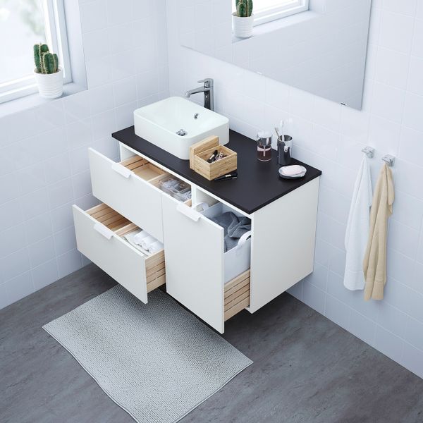 Шкаф с раковиной 45x32 см, белый/антрацит БРОГРУНД смеситель 102x49x72 см IKEA ГОДМОРГОН/ТОЛКЕН / ХОРВИК 093.255.80 - фото 2