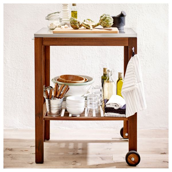 Тележка, для сада ЭПЛАРО / КЛАСЕН, коричневая морилка, нержавеющ сталь (77x58 см) - фото 2