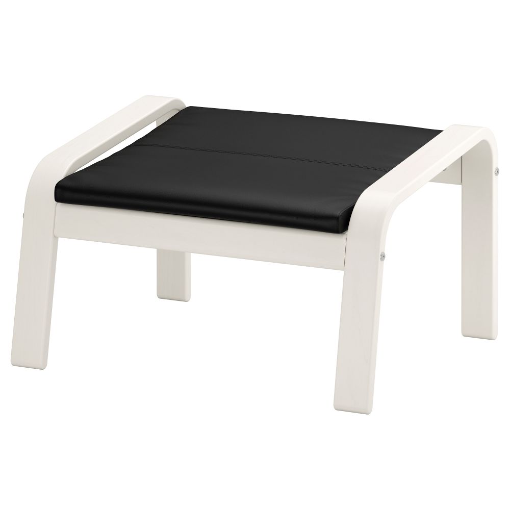 Табурет для ног ПОЭНГ, белый, Смидиг черный - фото 1
