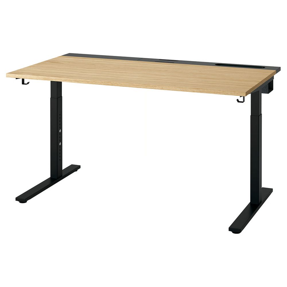 MITTZON Письменный стол - дубовый шпон/чёрный 140x80 см - фото 1