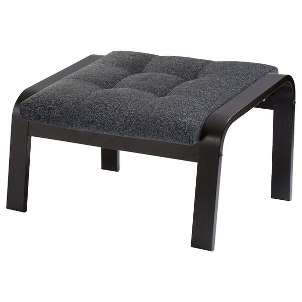 Табурет для ног, черно-коричневый/Гуннаред темно-серый IKEA POÄNG ПОЭНГ 394.372.27 - фото 1