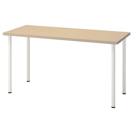 Письменный стол, береза/белый 140x60 см IKEA MÅLSKYTT МОЛСКЮТТ / ADILS АДИЛЬС 894.177.50