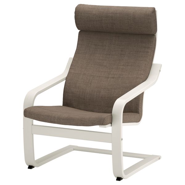 Кресло ПОЭНГ, белый, Исунда коричневый - фото 1