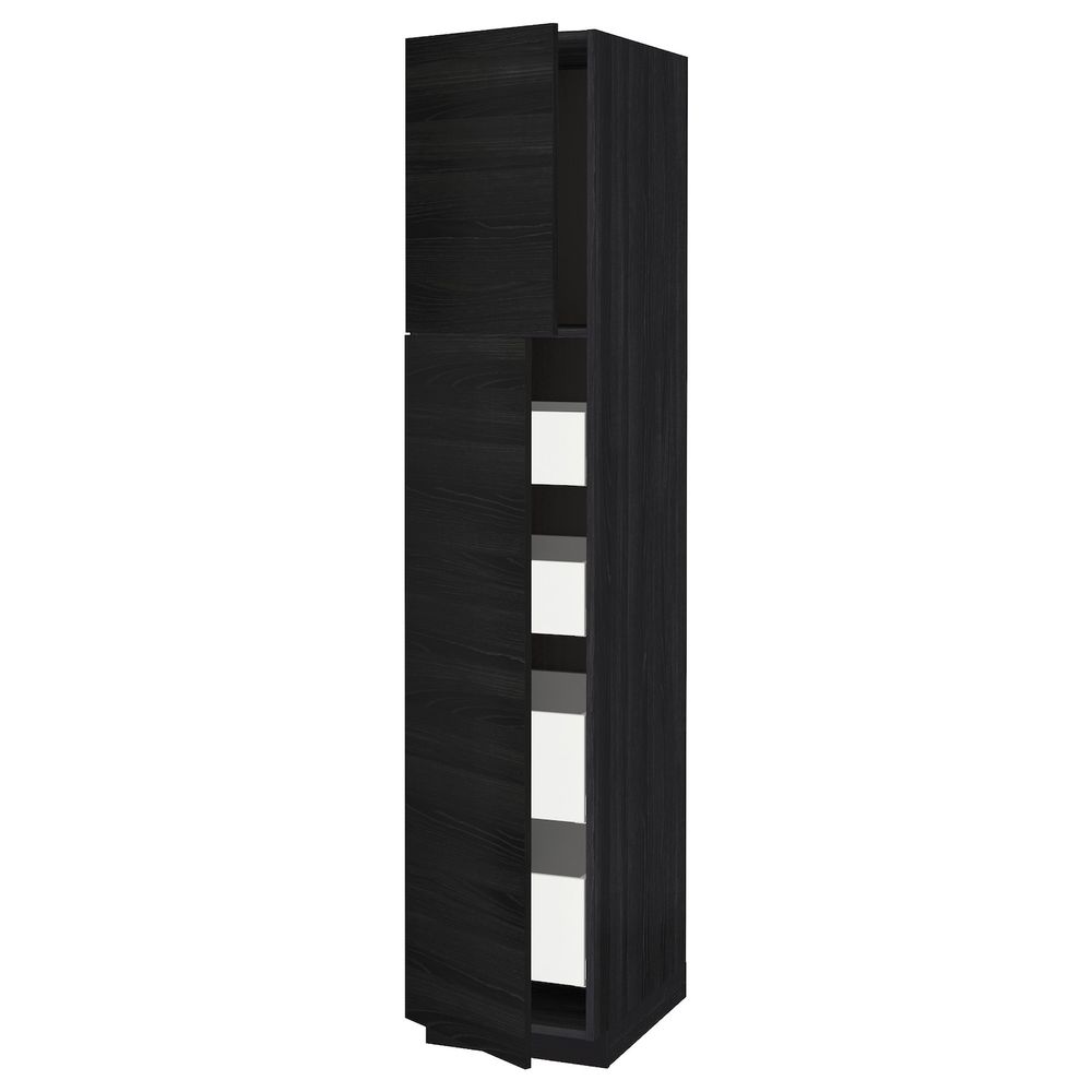 Высокий шкаф/2дверцы/4ящика, черный, Тингсрид черный 40x60x200 см IKEA МЕТОД / МАКСИМЕРА 993.533.09 - схема-чертеж с размерами