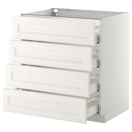 Напольный шкаф 4 фронтальных панели, 4 ящика МЕТОД / МАКСИМЕРА, белый, Лаксарби белый