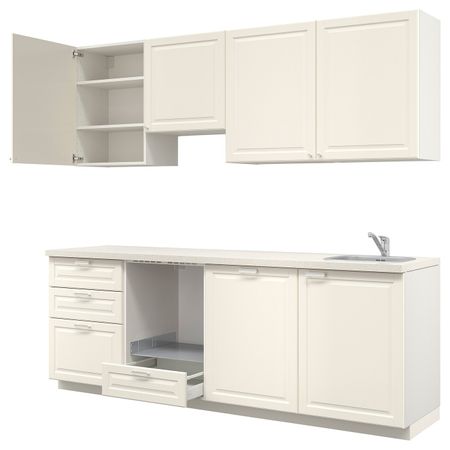 Кухня, белый/Будбин белый с оттенком 240x60x228 см IKEA METOD МЕТОД 593.873.25