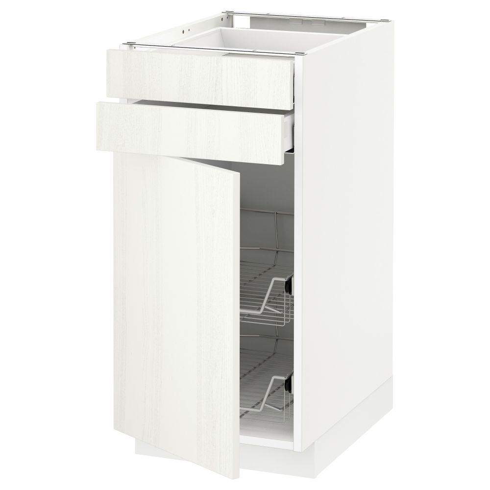 Напольный шкаф, дверца, 2 ящика, проволочных корзин МЕТОД / МАКСИМЕРА, белый, Росдаль белый - схема-чертеж с размерами
