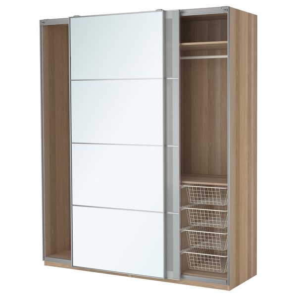 Гардероб ПАКС, под беленый дуб, Аули Сэккен (200x66x236 см) - фото 1