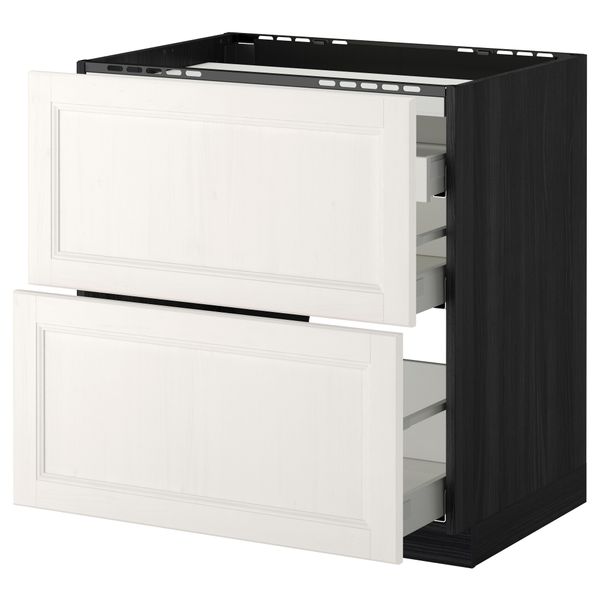 Напольный шкаф, 2 фронтальных панели, 3 ящика МЕТОД / МАКСИМЕРА, черный, Лаксарби белый - схема-чертеж с размерами