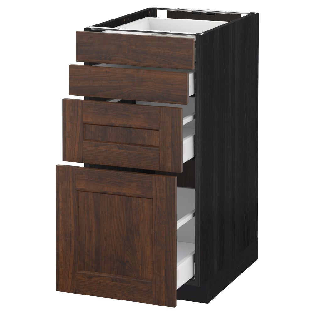 Напольный шкаф 4 фронтальных панели, 4 ящика МЕТОД / МАКСИМЕРА, черный, Эдсерум коричневый - схема-чертеж с размерами