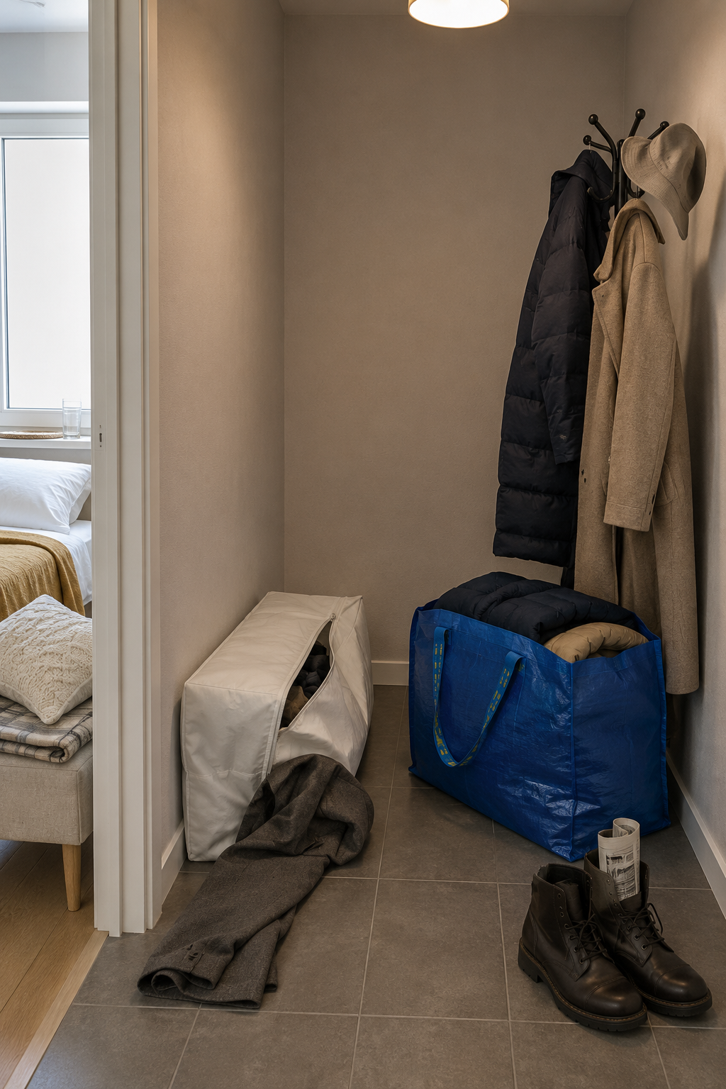 Зимние куртки в сумках PÄRKLA (81 л) и STUK (65 л)