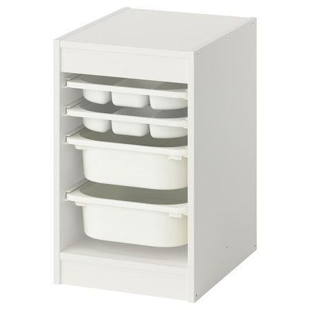 TROFAST Комбинация с контейнерами/лотками - белый/белый 34x44x56 см