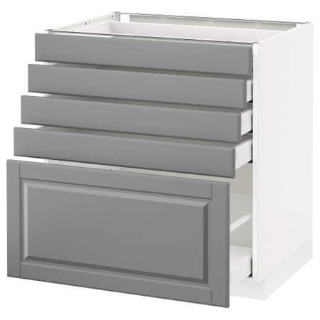 Напольный шкаф с 5 ящиками МЕТОД / МАКСИМЕРА, белый, Будбин серый
