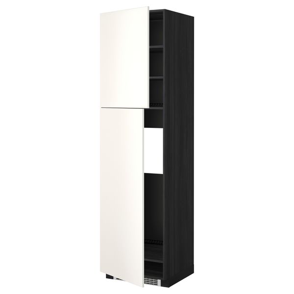 Высокий шкаф для холодильника, 2 дверцы МЕТОД, черный, Веддинге белый - схема-чертеж с размерами