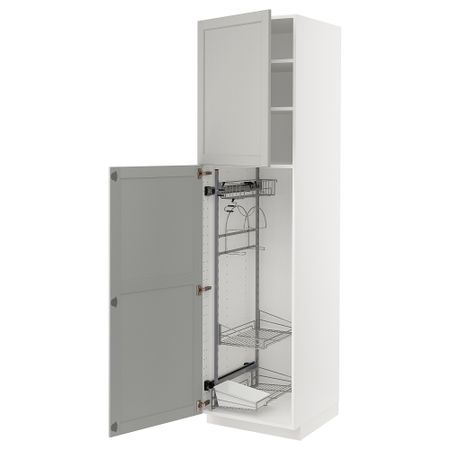 Высокий шкаф с отделением для аксессуаров для уборки, 60x60x220 cm IKEA METOD МЕТОД 794.572.42