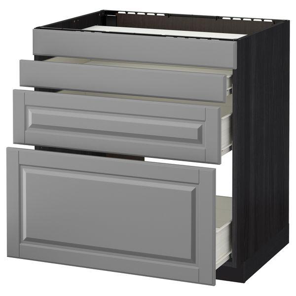 Напольный шкаф для духовки, 4фасада, 3 ящика МЕТОД / ФОРВАРА, черный, Будбин серый - схема-чертеж с размерами
