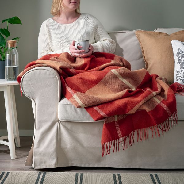 Плед, красный, 130x170 см IKEA MYRULL 005.634.86 - схема-чертеж с размерами