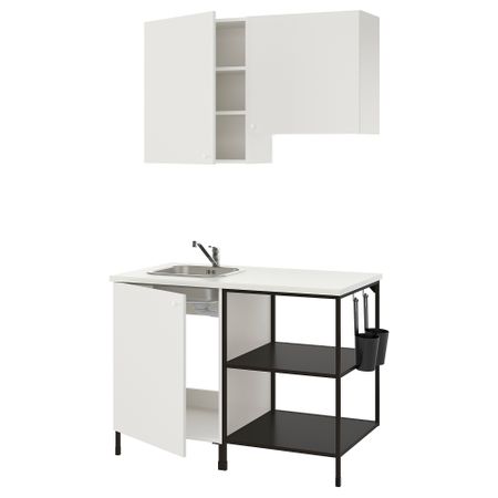 Кухня, антрацит, белый, 123x63.5x222 см IKEA BEGIVENHET БЕГИВЕНХЕТ 993.371.16