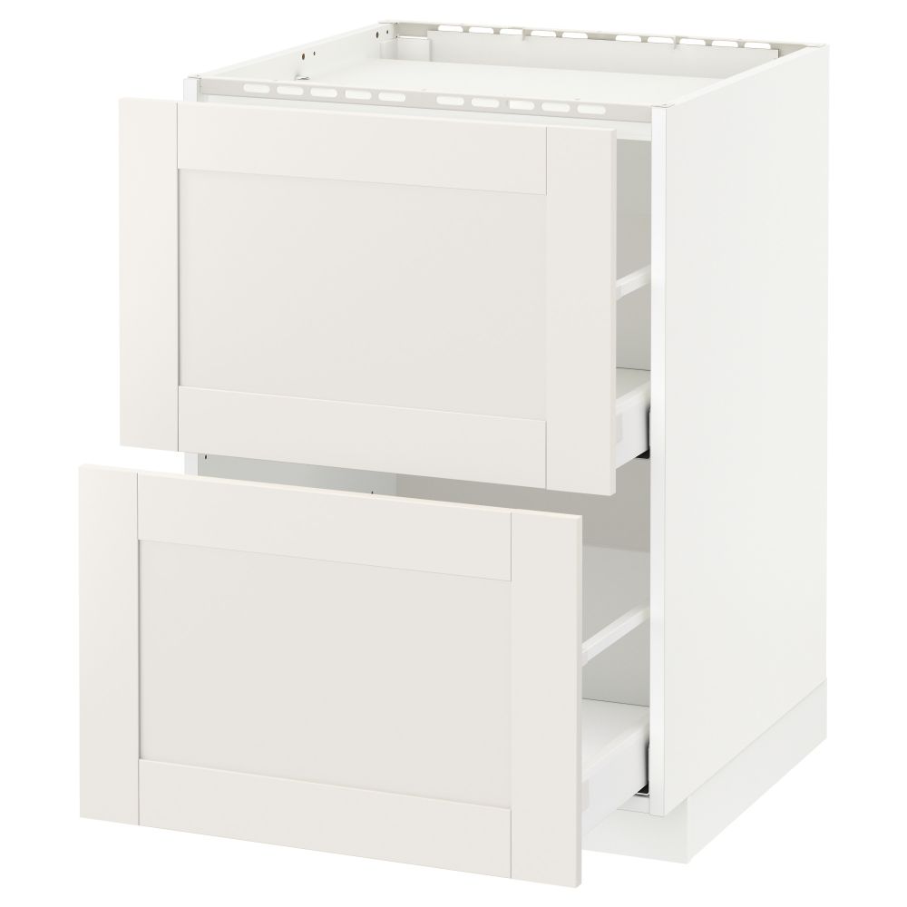 Напольный шкаф, 2 фронтальных панели, 3 ящика МЕТОД / МАКСИМЕРА, белый, Сэведаль белый - схема-чертеж с размерами
