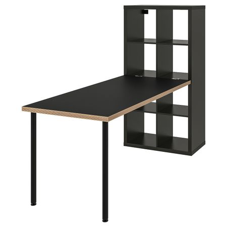 Стол, комбинация, черно-коричневый/фанера 77x147x189 см IKEA KALLAX КАЛЛАКС 093.356.83