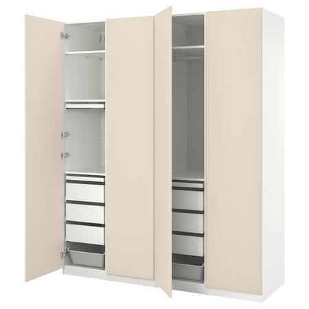 Гардероб, комбинация, белый/серо-бежевый 200x60x236 см IKEA PAX ПАКС / REINSVOLL РЕИНСВОЛЛ 494.375.28