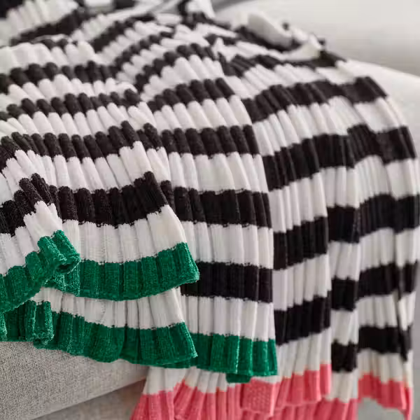 MOSSMOTT МОССМОТТ Плед - чёрный/белый 130x170 см - фото 3