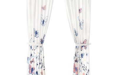 Гардины с прихватом, 2 шт., 120x300 см, бабочка, белый синий IKEA SÅNGLÄRKA СОНГЛЭРКА 104.270.21