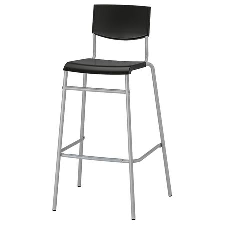 Стул барный, черный/серебристый 74 см IKEA STIG СТИГ 503.608.63