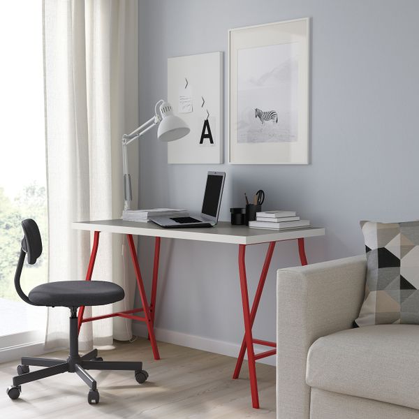 Стол, светло-серый, белый, красный 120x60 см IKEA LINNMON ЛИННМОН / LERBERG ЛЕРБЕРГ 093.308.26 - схема-чертеж с размерами