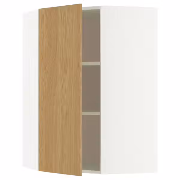 METOD Угловой навесной шкаф с полками - белый/Sinarp дубовый шпон 68x100 см - фото 1