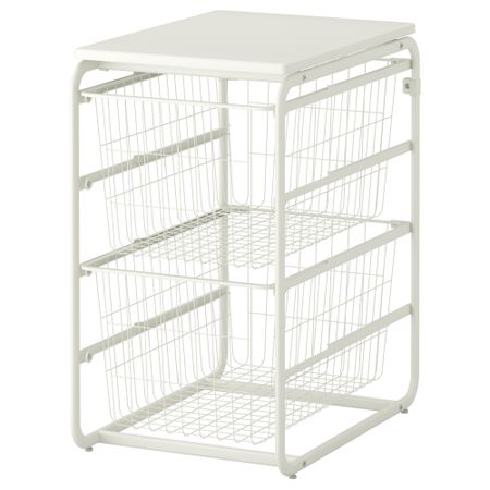 Рама, 2 проволочных корзины, верхняя полка АЛЬГОТ, белый (41x60x72 см)