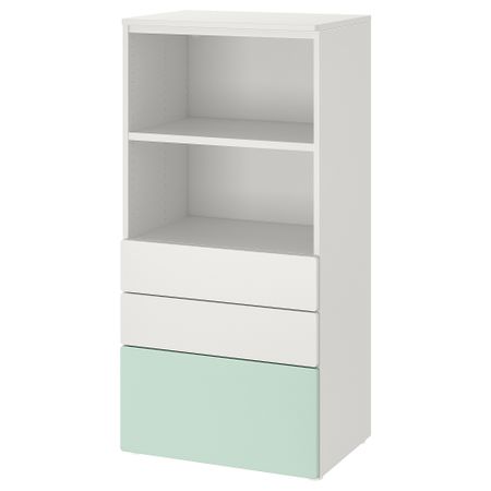 Стеллаж, белый светло-зеленый с 3 ящиками, 60x42x123 см IKEA PLATSA ПЛАТСАA ПЛАТСА, SMÅSTAD СМОСТАД 895.439.23