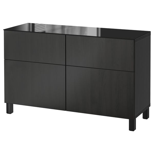 Комбинация для хранения с ящиками БЕСТО, Лаппвикен черно-коричневый (120x40x74 см) - фото 1