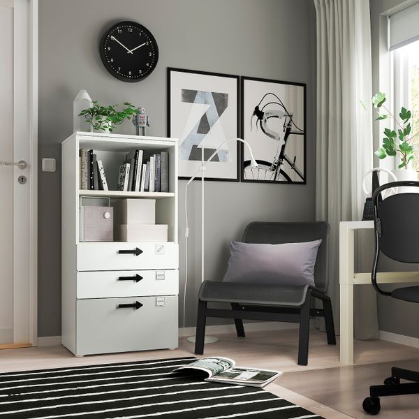 Стеллаж, белый серый/с 3 ящиками 60x42x123 см IKEA SMÅSTAD СМОСТАД / OPPHUS ОПХУС 394.205.28 - фото 4