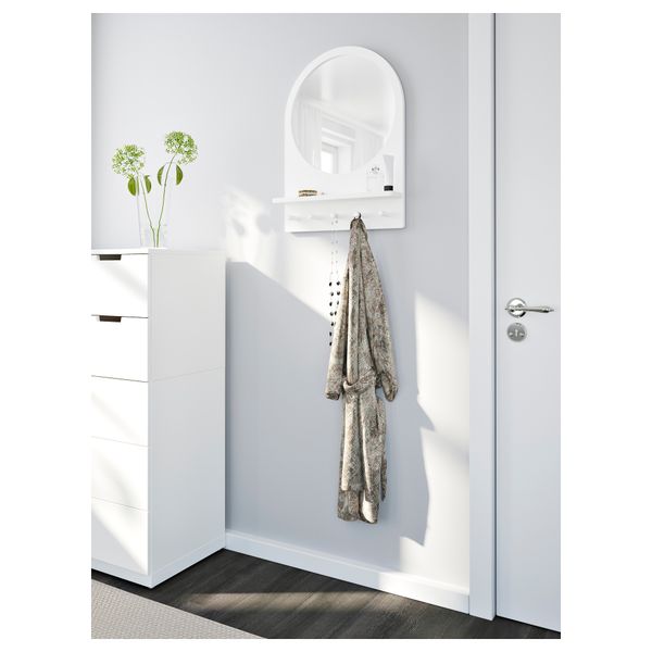 Зеркало с полкой и крючками САЛТРЁД, белый (50x68 см) - фото 2