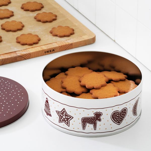 Банка с крышкой, орнамент «имбирное печенье» белый/коричневый IKEA VINTER 2020 ВИНТЕР 2020 204.726.97 - схема-чертеж с размерами