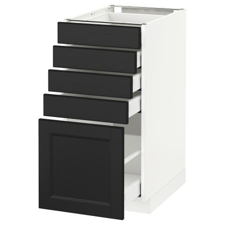 Напольный шкаф с 5 ящиками МЕТОД / МАКСИМЕРА, белый, Лаксарби черно-коричневый