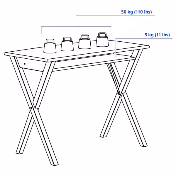 BOLLPOJKE БОЛЛПОЙКЕ Письменный стол - сосна/чёрный 90x55 см - фото 4