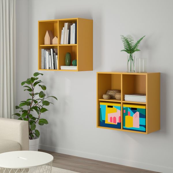 Коробка с крышкой, желтый, 30x30x30 см IKEA ТЬЕНА 204.341.39 - схема-чертеж с размерами