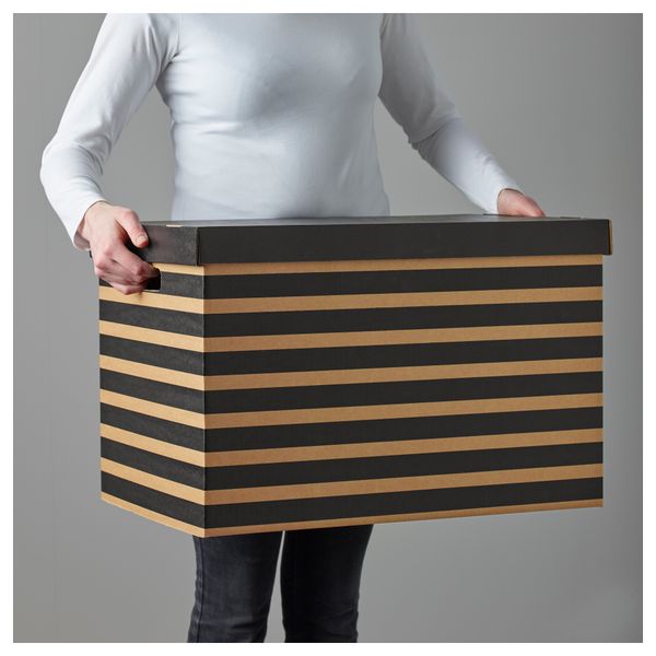 Коробка с крышкой ПИНГЛА, черный, естественный - схема-чертеж с размерами