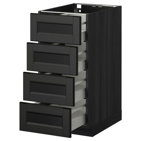 Напольный шкаф 4 фронтальных панели, 4 ящика МЕТОД / МАКСИМЕРА, черный, Лаксарби черно-коричневый