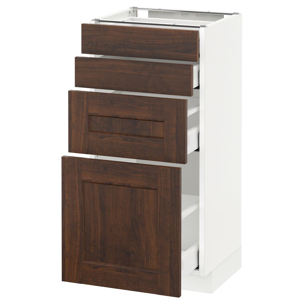 Напольный шкаф 4 фронтальных панели, 4 ящика МЕТОД / МАКСИМЕРА, белый, Эдсерум коричневый - схема-чертеж с размерами
