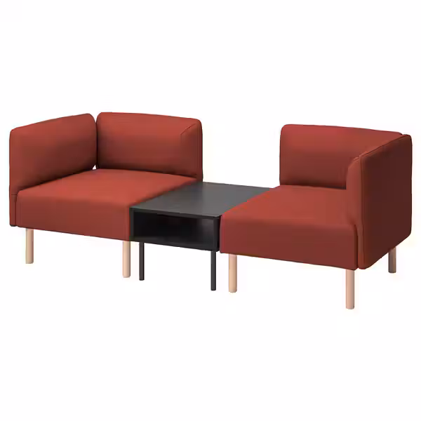 LILLEHEM 2-м модульный диван со столиком - Gunnared/коричнево-красный дерево - фото 1
