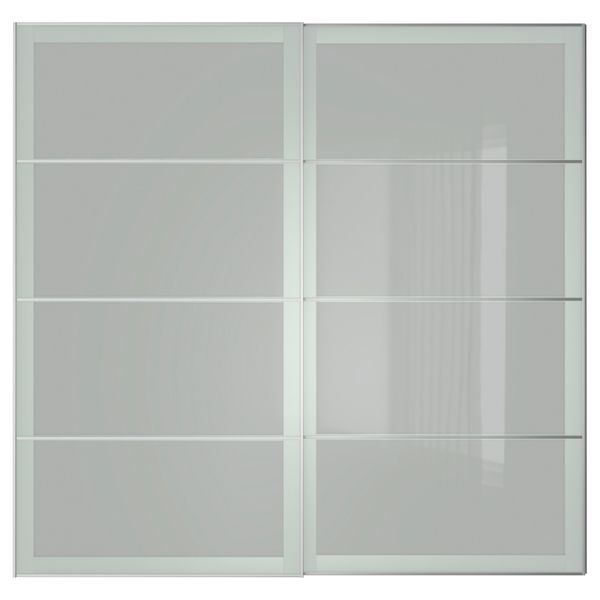 Пара раздвижных дверей СЭККЕН, матовое стекло - схема-чертеж с размерами