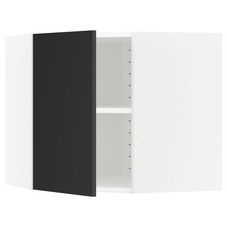 Угловой навесной шкаф с полками, белый/Юдевалла антрацит 68x60 см IKEA METOD МЕТОД 192.403.97