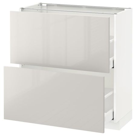 Напольный шкаф с 2 ящиками, белый/Рингульт светло-серый 80x37 см IKEA METOD МЕТОД / MAXIMERA МАКСИМЕРА 992.361.17