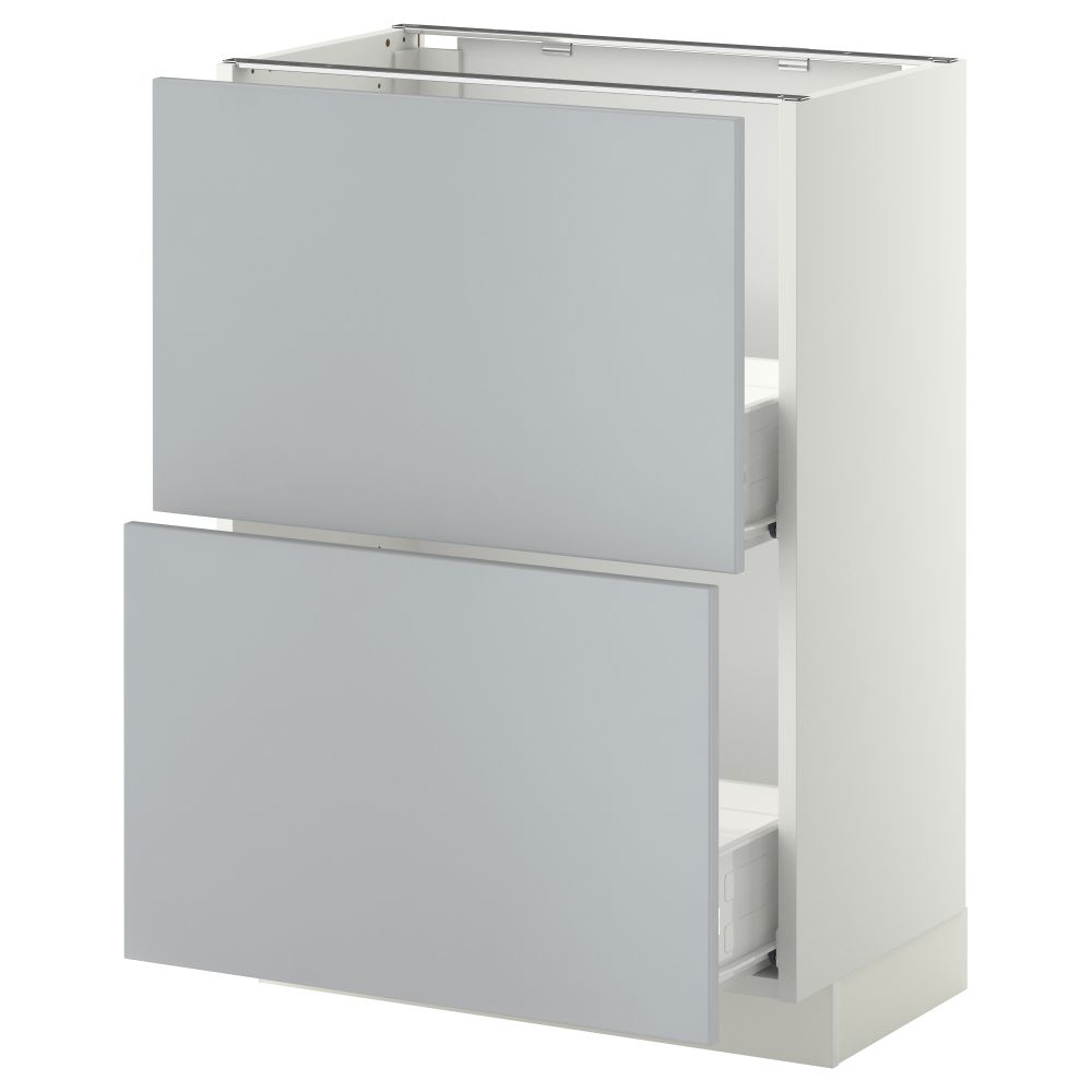 Напольный шкаф с 2 ящиками МЕТОД / ФОРВАРА, белый, Веддинге серый - схема-чертеж с размерами