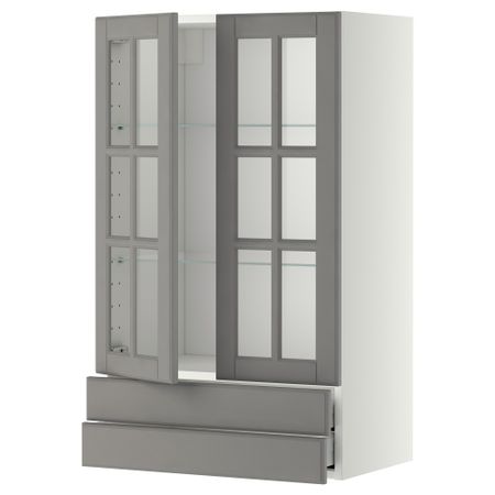 Навесной шкаф, 2 стекло двери, 2 ящика, 60x100 cm IKEA METOD МЕТОД, MAXIMERA МАКСИМЕРА 593.949.72